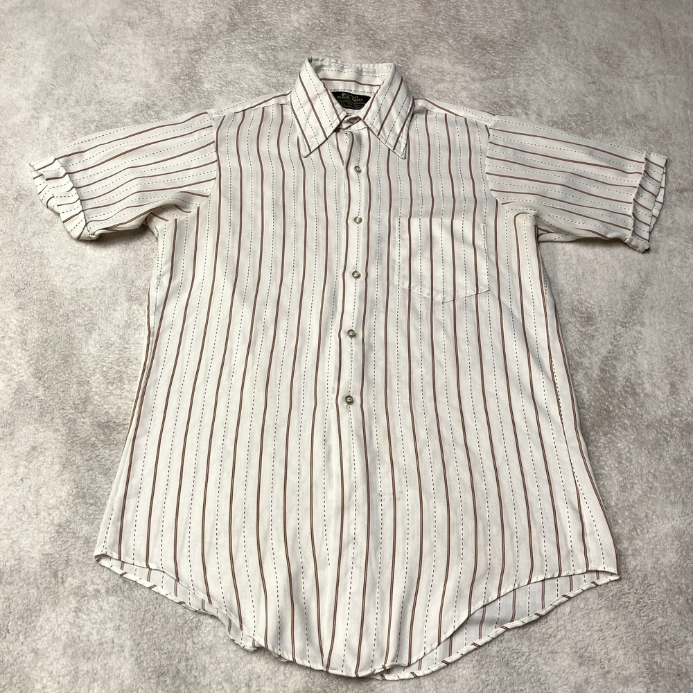 True Vintage 60s 70s Sears Perma Prest Shirt Big Collar Sheer Canada Made Mens M